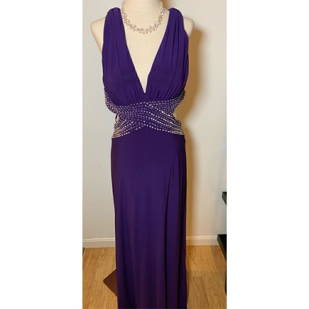 Betsy and Adam purple long dress with sequence size 8
